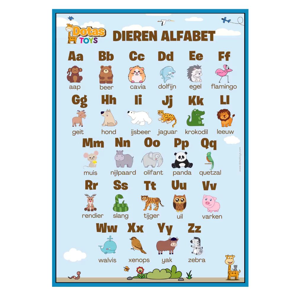DotasToys Dieren Alfabet Poster - Educatief - Kinderkamer Decoratie - DotasToys