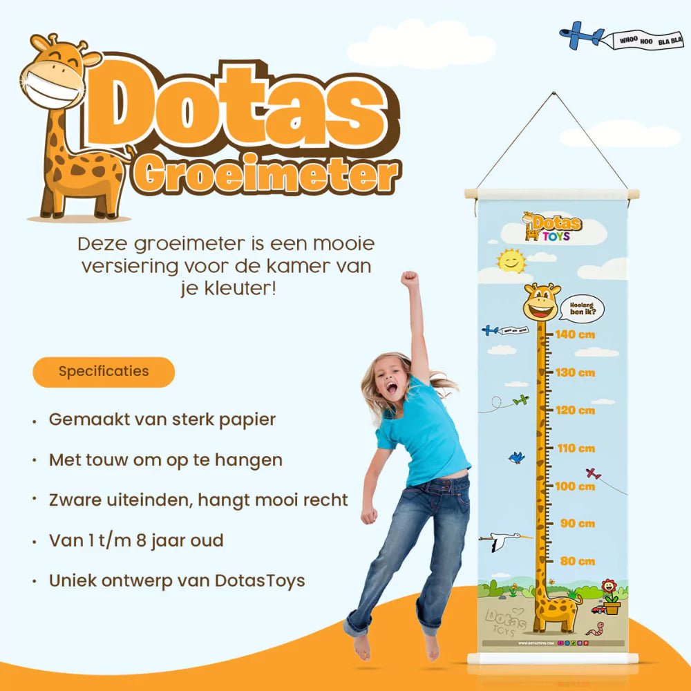 DotasToys Groeimeter - Kindermeetlat - Meetlat Kinderkamer Decoratie - DotasToys