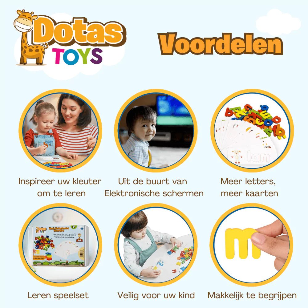 DotasToys Maak Nederlandse Woordjes - Leerkaarten & Alfabet Letters - PixaToy