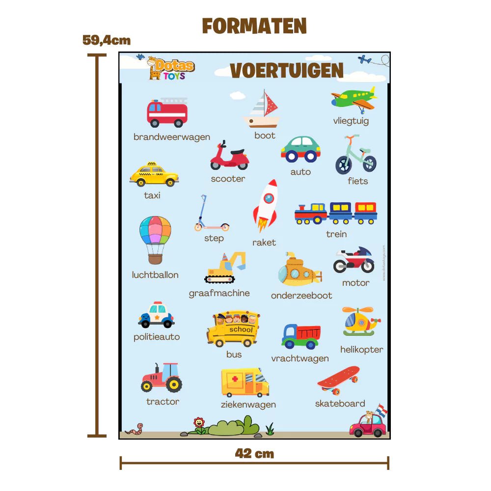 DotasToys voertuigen kinderposter - DotasToys