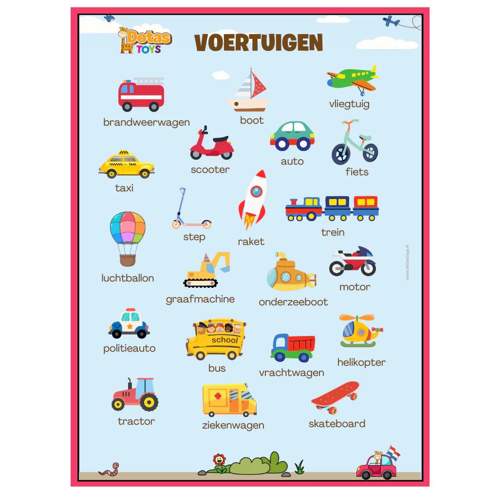 DotasToys voertuigen kinderposter - DotasToys