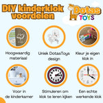 Laad de afbeelding in de Gallery-viewer, Maak Je Eigen DotasToys Klok - Kleurplaat Kinderklok - Dotas&#39; Rups en Hut - Educatieve Knutselset - DotasToys
